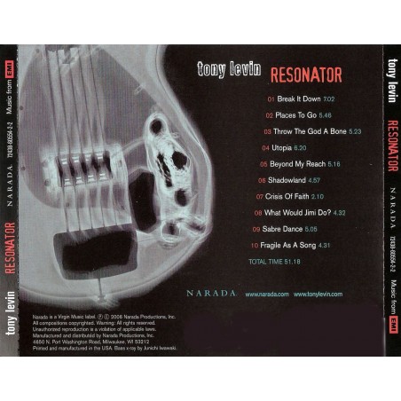 CD Tony Levin- resonator 094635719529