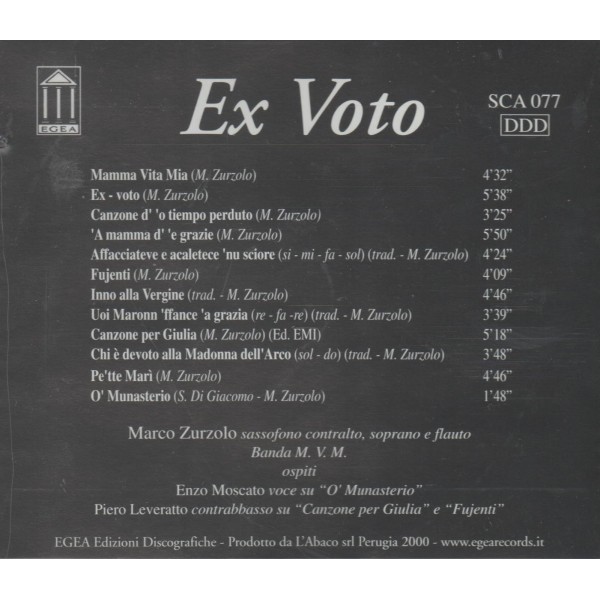 CD Marco Zurzolo- ex voto musica e carisma nel sud d'italia 8015948000779