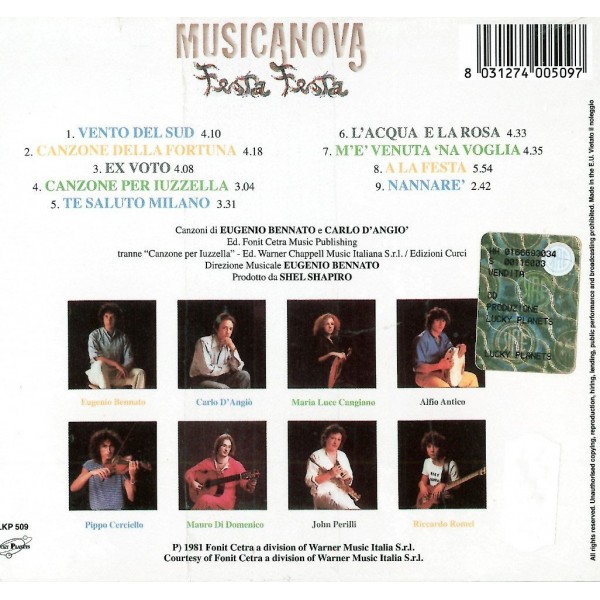 CD Eugenio Bennato Carlo d'Angiò musicanova festa festa 8031274005097