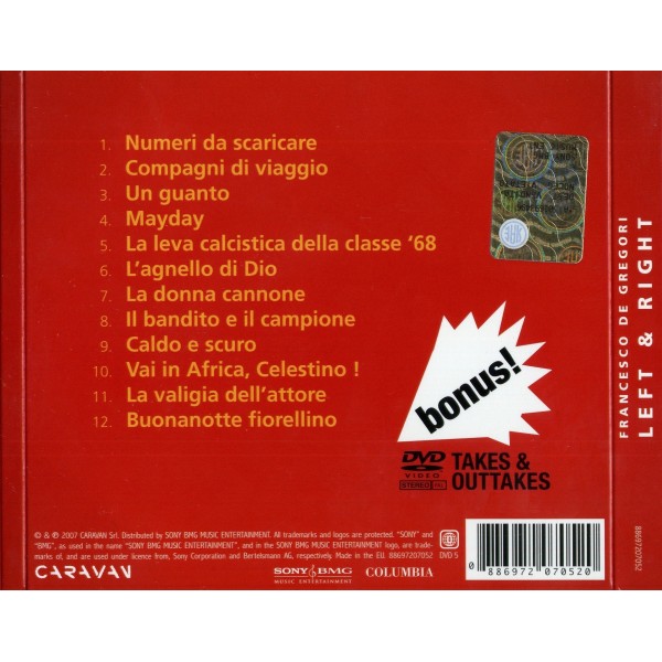 CD Francesco de Gregori- left & right document i dal vivo CD+DVD