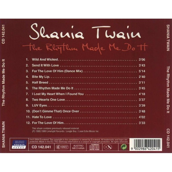 CD Shania Twain- the rhythm made do it 00115944